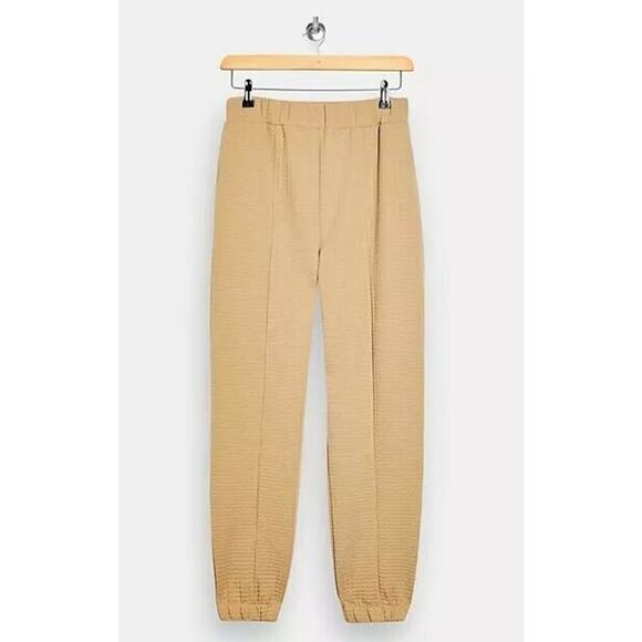 TOPSHOP NEW $58 Bubble Quilted Joggers Camel Elastic Waist Pockets US Size 12 - Picture 1 of 4